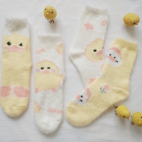 The Pretty Duckling Plush Fluffy Crew Socks