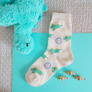 The &quot;Stegasocks&quot; - Baby Dinosaur with Crowns / Tiaras Crew Socks