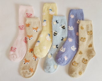 Fuzzy Friends Plush Fluffy Crew Socks