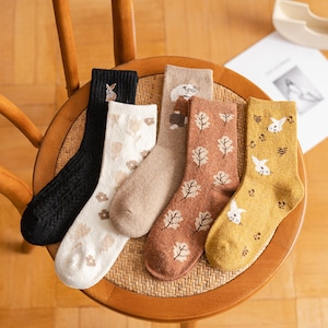Rabbits in the Woods ~ Crew socks ~ Perfect for fall and winter