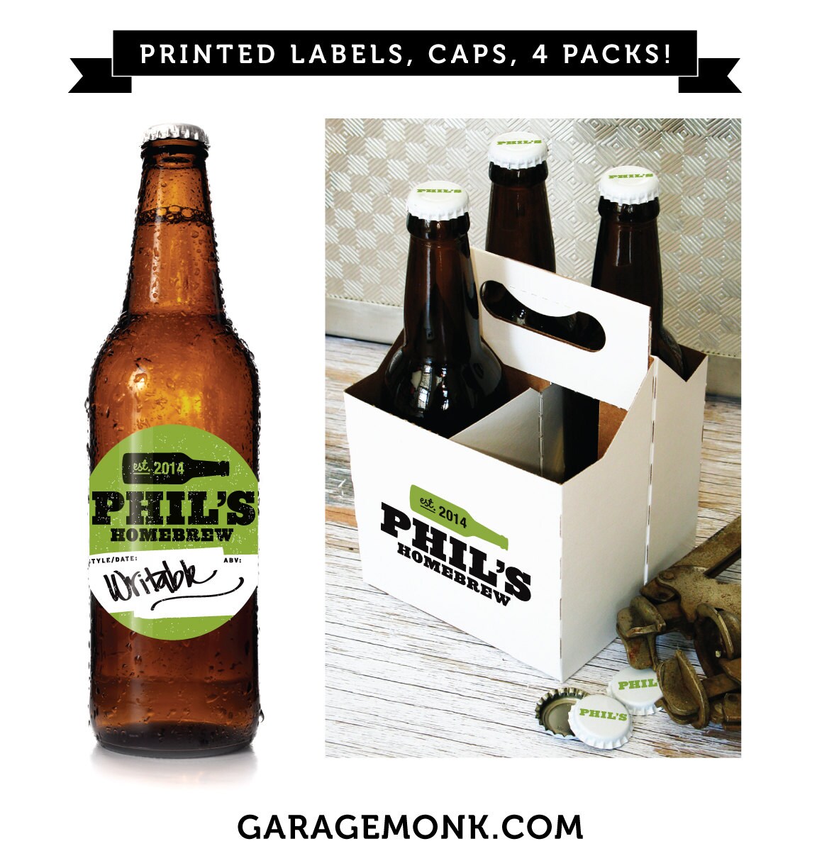 Customizable Homebrew labels printed reusable beer bottle Etsy