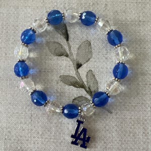 Charming LA DODGERS Fan bracelet made from 10mm Crystal beads
