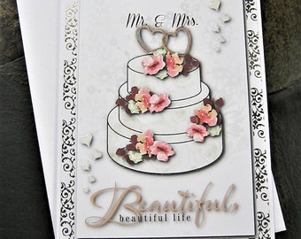 Mr. and Mrs. Wedding Card, Wedding Cake Card, Beautiful Life, Bride and Groom, Wedding Celebration