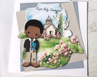 First Holy Communion, African American Boy, Holy Communion Card, Religious Cards, Religious events