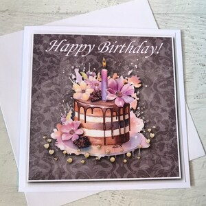 Elegant Birthday Cake Greeting Card, Birthday Card for her Daughter Sister Friend