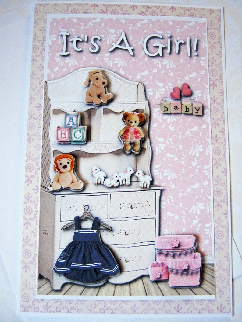 It�s a girl baby card Congratulations New Parents Etsy