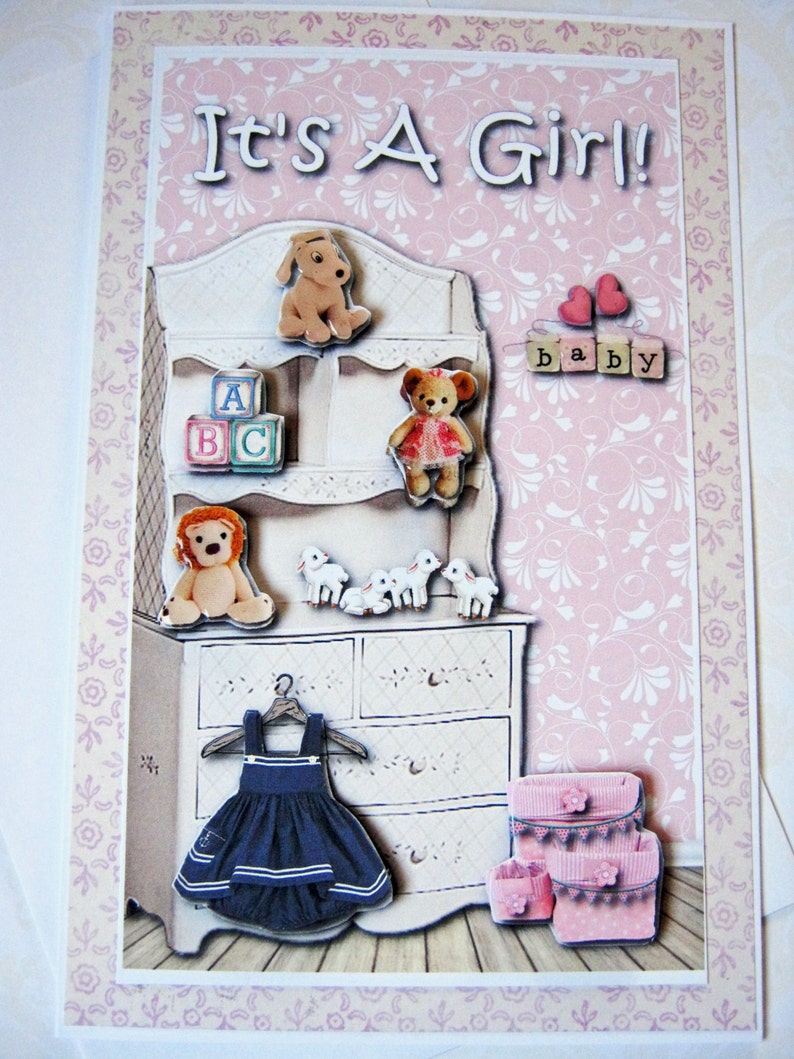 It's a girl baby card Congratulations New Parents Etsy