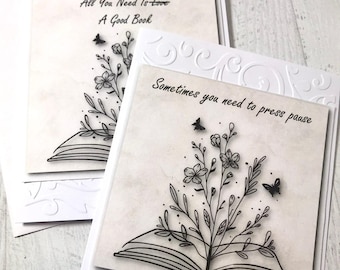 Encouragement Card Set: Open Book Floral Design Assorted Quotes Set of 8