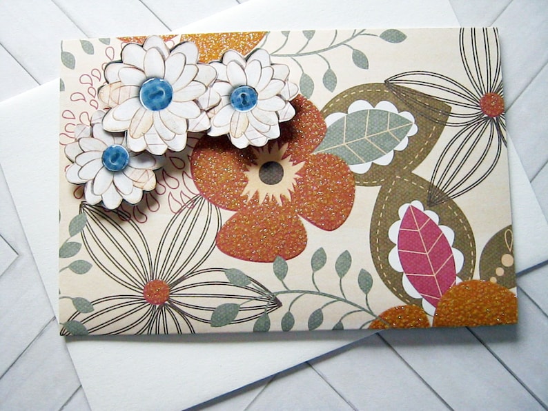 Gift envelope with dimensional flowers gifts for her Gift Card Envelope for any occasion Floral Gift Card Holder teacher gift