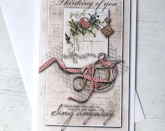 Thinking of You Card: Vintage Floral Inspirational Quote