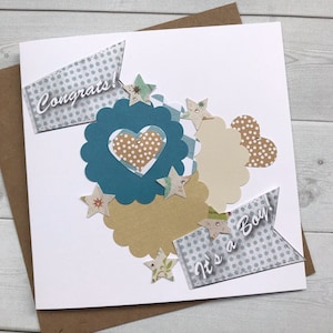 It&#39;s a Boy Card: Handmade Collage Baby Congrats Card