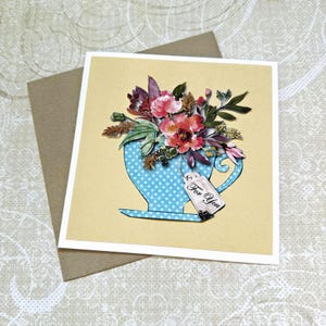 Handmade Floral Teacup Card: Friendship, Thinking of You