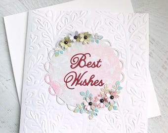 Floral Embossed Birthday Card