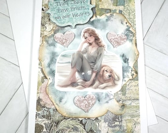 Pet Sympathy Card: Paw Prints on Our Hearts - Loss of Dog