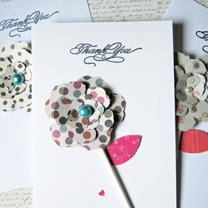 Set of 3 Flower Thank You Cards, Gift Thank You, 3D Greeting Card, Floral Thank You Card