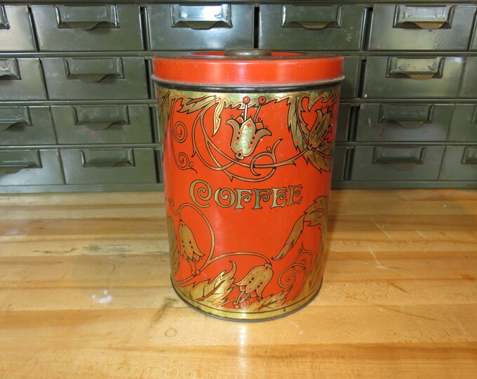 Antique/vintage Coffee Canister Tin TINDECO Sunlite Orange & Etsy