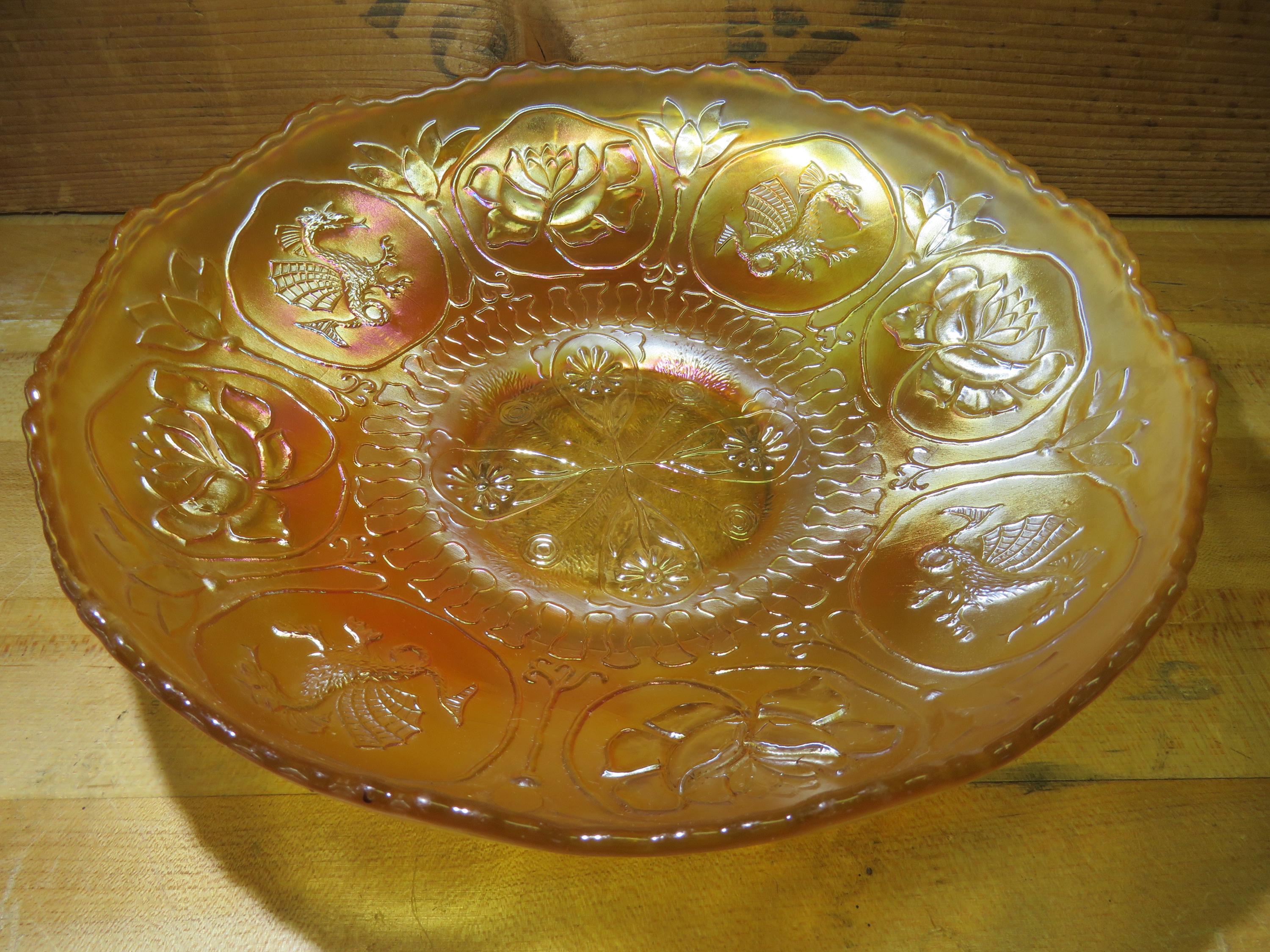 【ひびあり】フェントン ドラゴン ロータス カーニバルガラス Carnival Glass Dragon and Lotus - Etsy