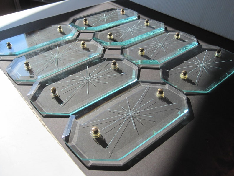 Vintage Octagon Beveled Glass Chandelier Panelsetched Etsy