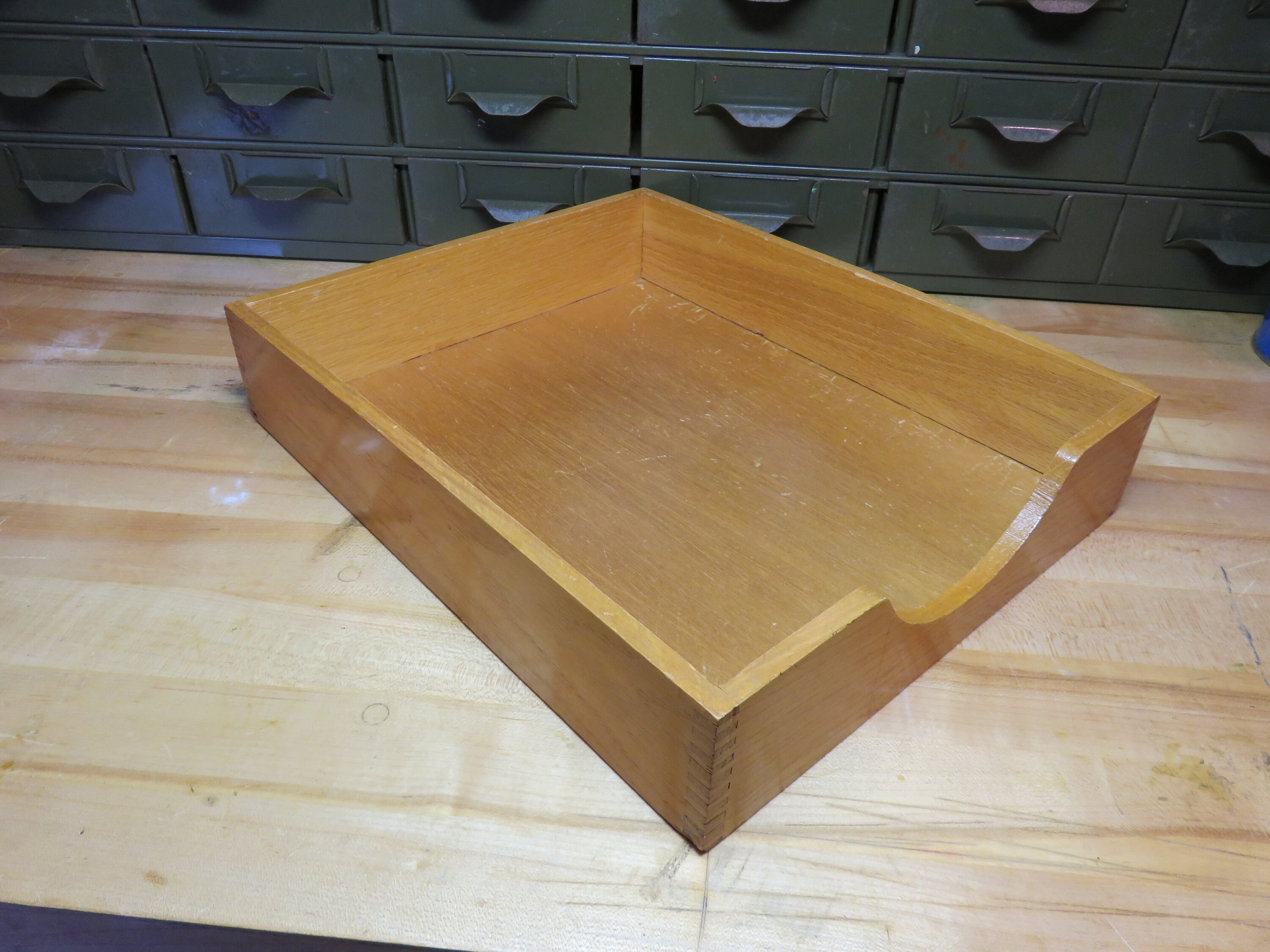 Vintage Wood Office Desk Top In/out File Tray Box Dovetail/ - Etsy