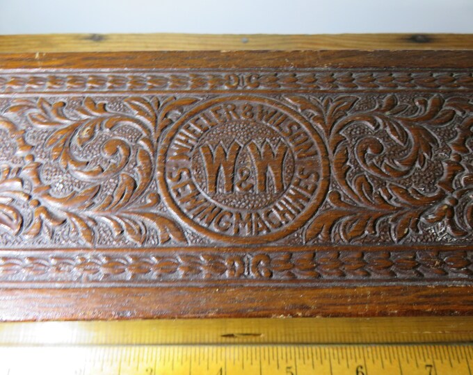 Antique Wheller & Wilson Wood Sewing Machine Accessory Box Trinket Box Dove Tailed/finger Joint