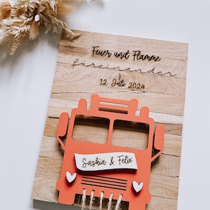 Geldgeschenk | Feuerwehr mit Datum & Namen aus Holz | Hochzeitsgeschenk | personalisiert | Geschenk | Hochzeit | Brautpaar | Gutschein | 046