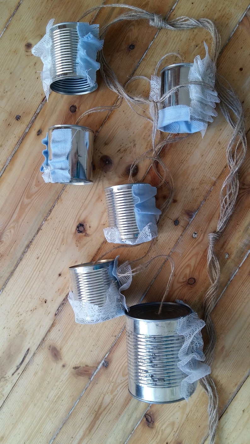 Tin can garland wedding car decor just married tin cans | Etsy