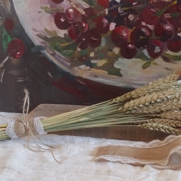 dried wheat bouquet with burlap and lace natural dried wheat bundle for rustic wedding farmhouse decor rustic home decor table centerpiece