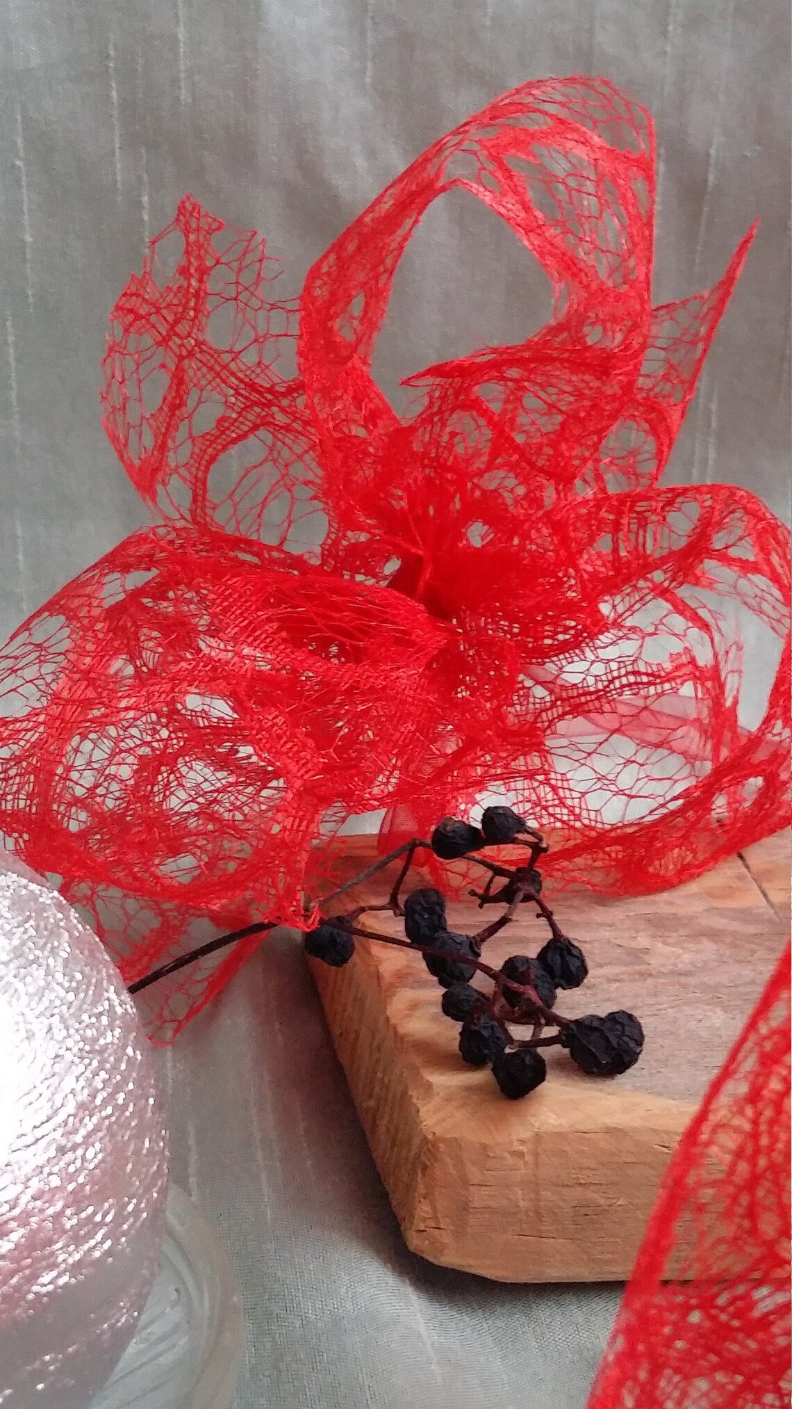 Red Ribbon Bow Christmas Tree Decoration Gift Wrap Decor Etsy