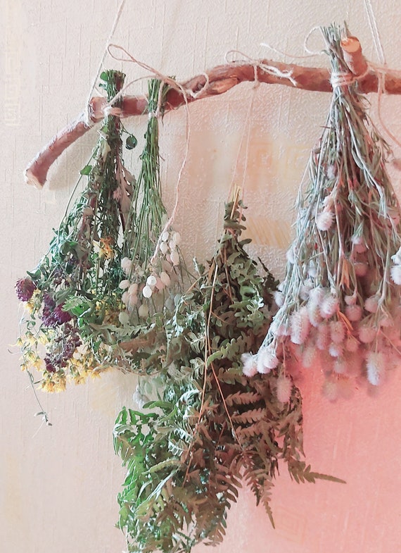 Herb Drying Rack Hanging, Rustic Hanging Wall Decor - Drying Rack Holds