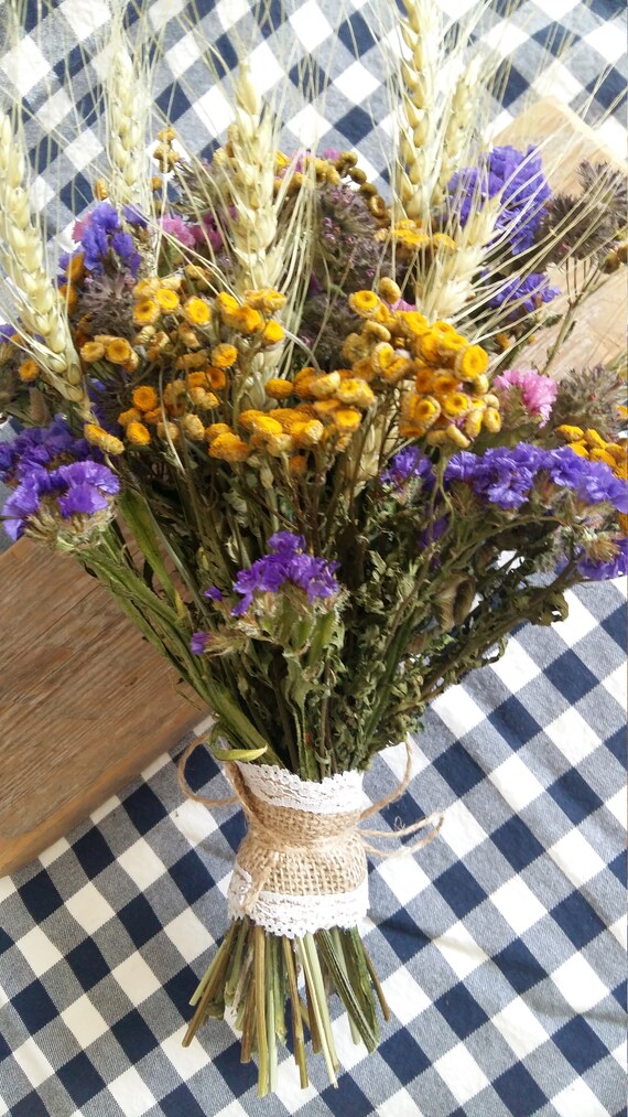 Rustic Harvest Bridal Bouquet Dried Wedding Flowers For Bride Etsy