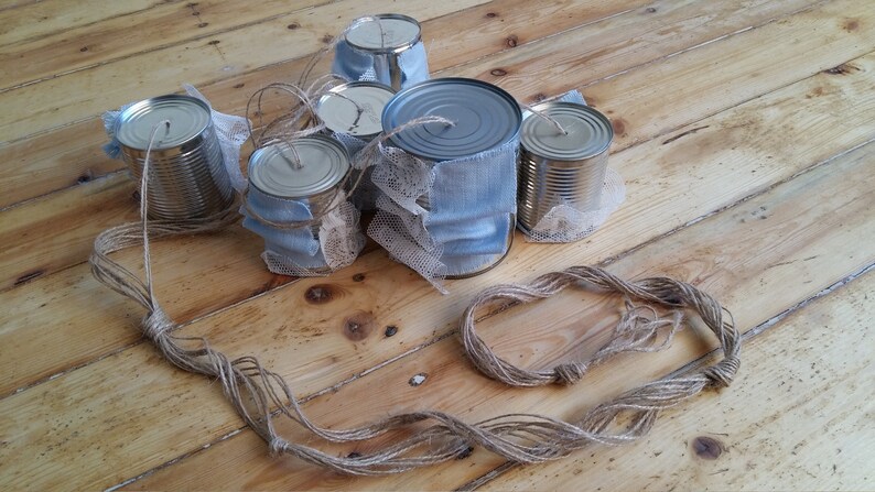 Tin can garland wedding car decor just married tin cans | Etsy