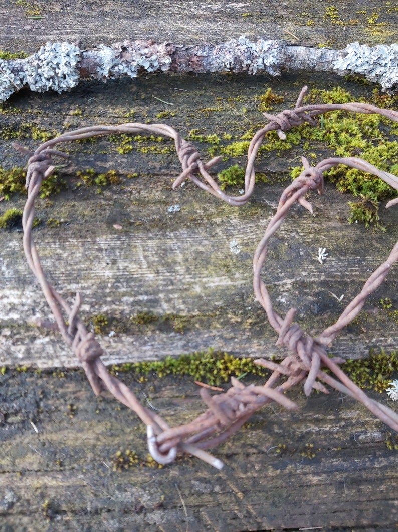 Barbed wire heart rusted wire decor set rusty metal heart barb Etsy