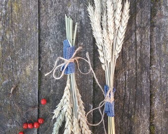 2 small wheat bouquets rustic wheat bouquet dried ears of wheat ear grain ear natural decor florist supplies rustic wedding decor home decor