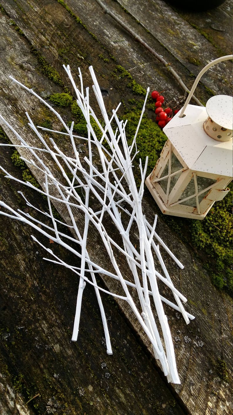 White Twigs Birch Branches Hand Painted Natural Twigs Vase Etsy UK