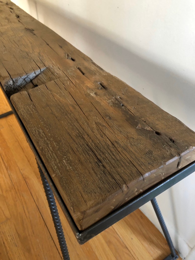 Reclaimed 100 Year Old Barn Wood Industrial Sofa Table Plant Etsy