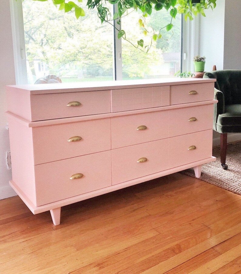 SOLD Example Mid Century Dresser Baby Pink Let Me Make One Etsy
