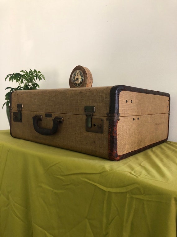 vintage tweed suitcase
