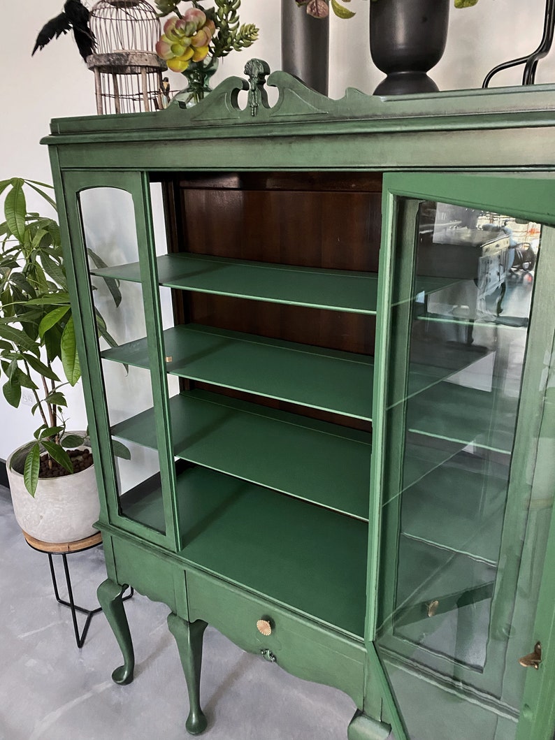 Antique Green Display China Tiger Print Drawer Etsy