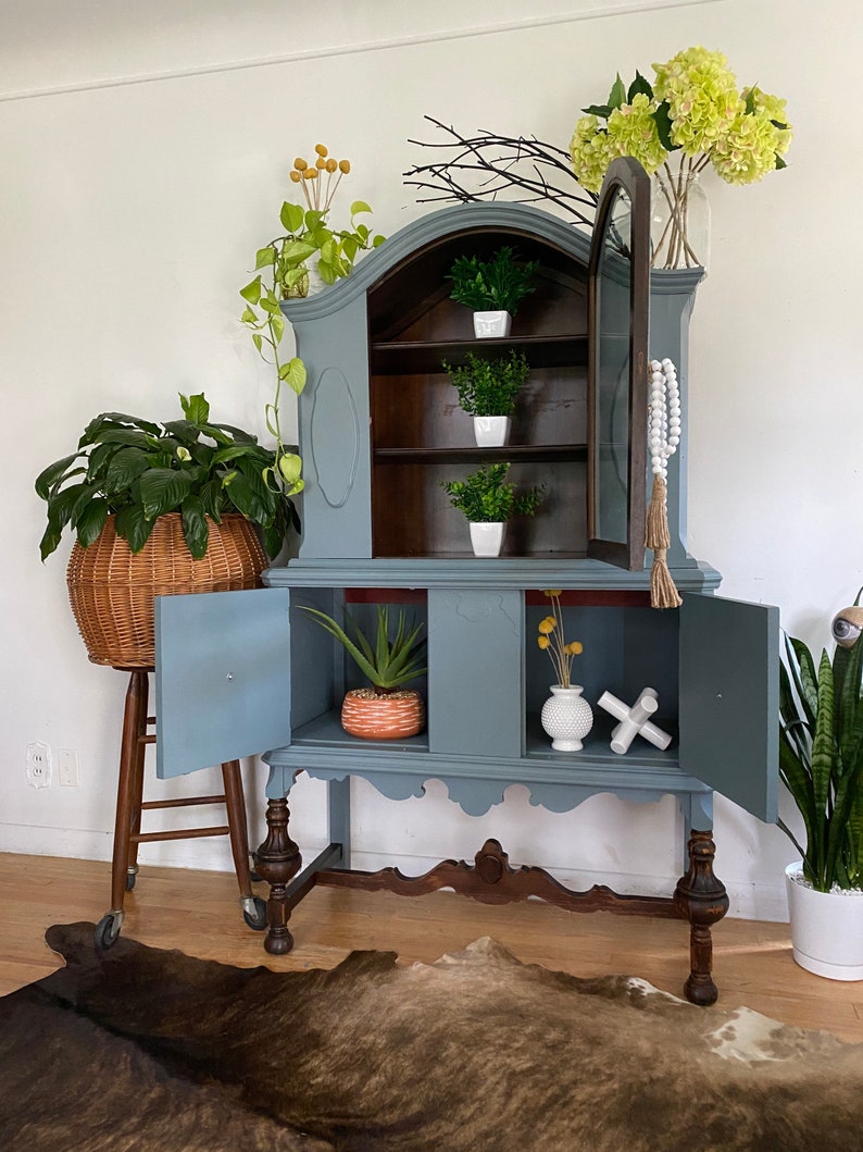 Antique China Display Painted Graygreenblue Etsy