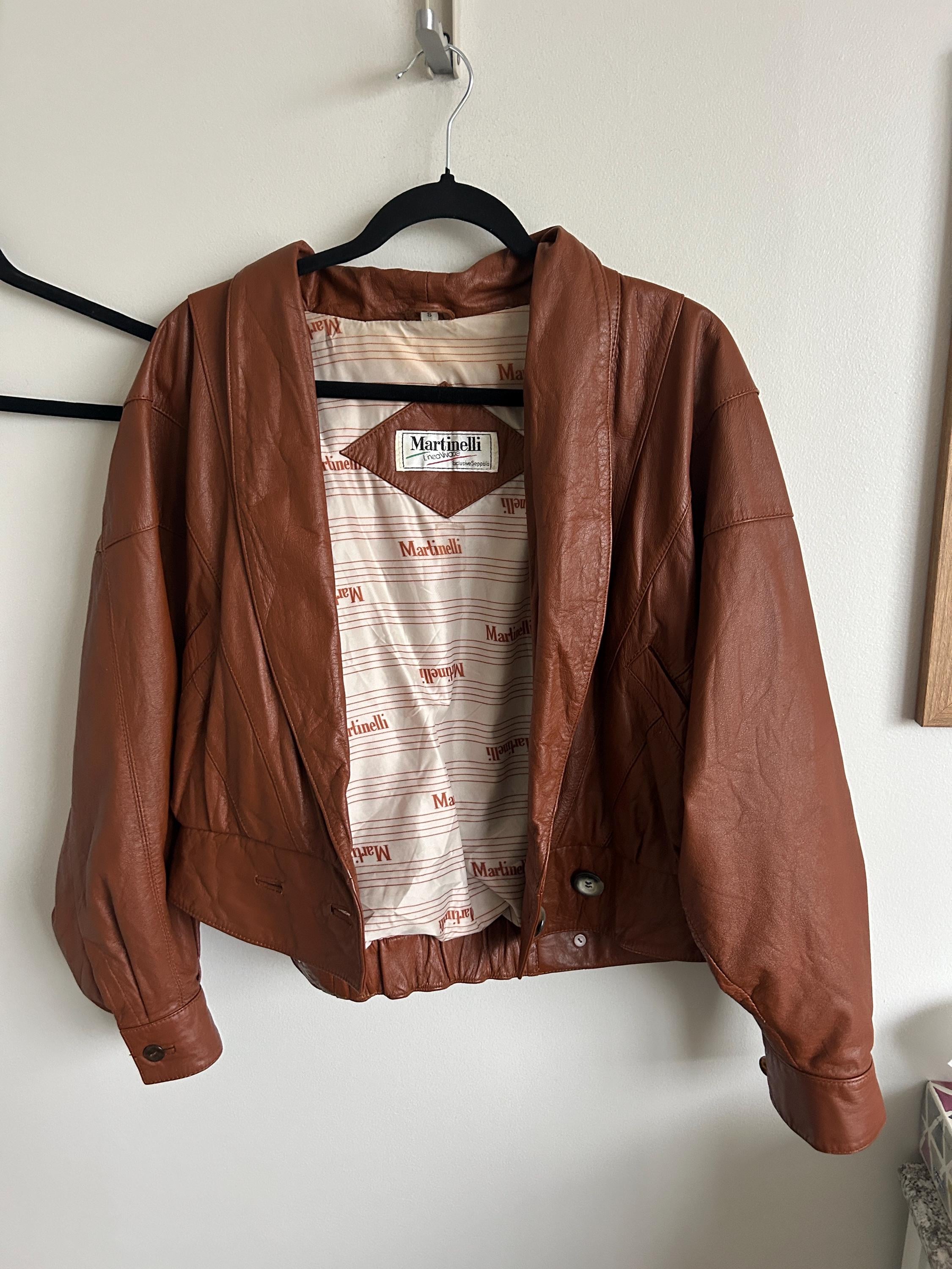 Vintage Martinelli Brown Leather Vintage 80s Jacket With Pockets