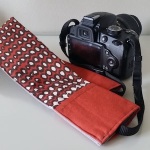Handmade SLR Camera Strap Cover with Lens Cap Pocket | Comfortable & Colorful DSLR Strap Sleeve | Photographer Gift Idea