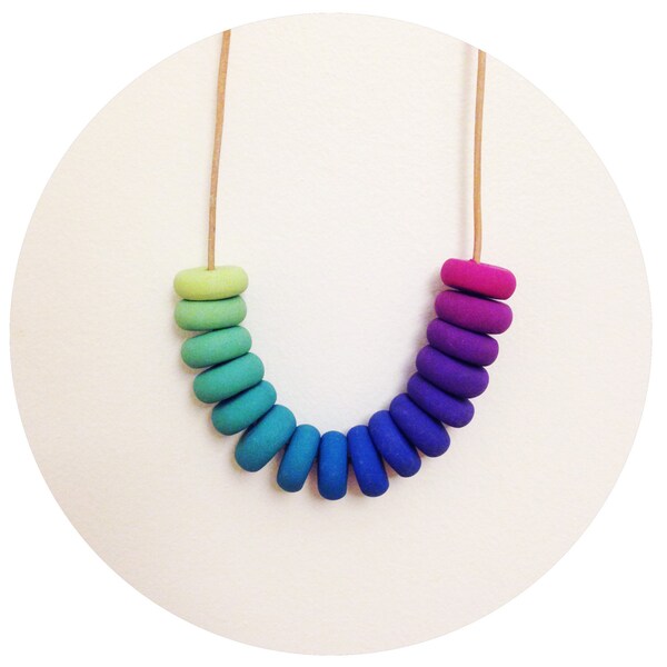 Fruits of the Forest - Blue, Green and Purple Handmade Polymer Clay Necklace