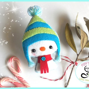 Snowy il pupazzo di neve-Ornamenti natalizi-Modelli-Pupazzo di neve-Natale PDF Modello ornamento-Pupazzo di neve ornamento-Modello fai da te-Modello ornamento in feltro