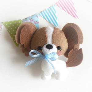Toto-Dog-Puppy-PDF pattern-Baby Dog-DIY Project-Papillon dog-Decoração do berçário-Download instantâneo-Brinquedo móvel do bebê-Cão fofo-Filhote de cachorro de feltro-Cachorro de feltro