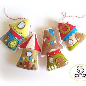 Christmas Village-PDF Pattern-Felt Christmas Ornaments-Christmas Cottage-Christmas Advent Calendar-Christmas Garland-Felt Gingerbread Houses image 2