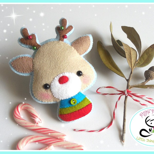 Antlers the Reindeer-Christmas Ornament-PDF Sewing Pattern-Ornament Pattern-Reindeer Toy-Stocking Stuffer-Felt Ornament Pattern-DIY Project