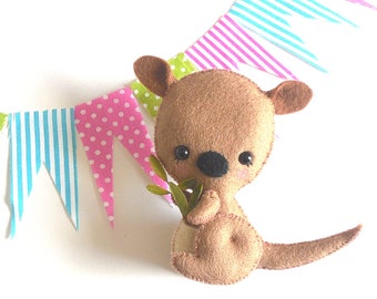 Baby Kangaroo PDF sewing pattern-DIY-Kangaroo toy pattern-Australian animals-Nursery decor-Instant download-Baby's mobile toy-Felt animals