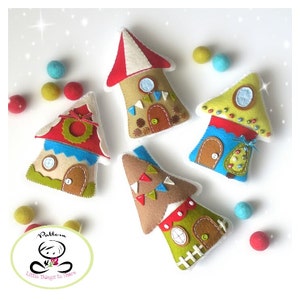 Christmas Village-PDF Pattern-Felt Christmas Ornaments-Christmas Cottage-Christmas Advent Calendar-Christmas Garland-Felt Gingerbread Houses image 3