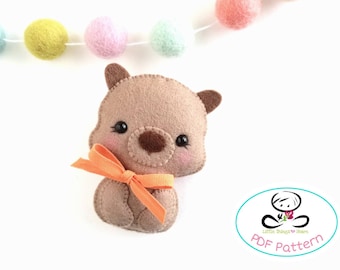 Baby Wombat PDF patron de couture-DIY-patron jouet wombat-Animaux australiens-Déco chambre d'enfant-Téléchargement immédiat-Jouet mobile bébé-Animaux en feutrine