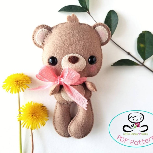 Jessie the Bear-PDF pattern-Teddy bear-DIY Project-woodland animals-Nursery decor-Instant Download-Baby's mobile toy-Baby bear